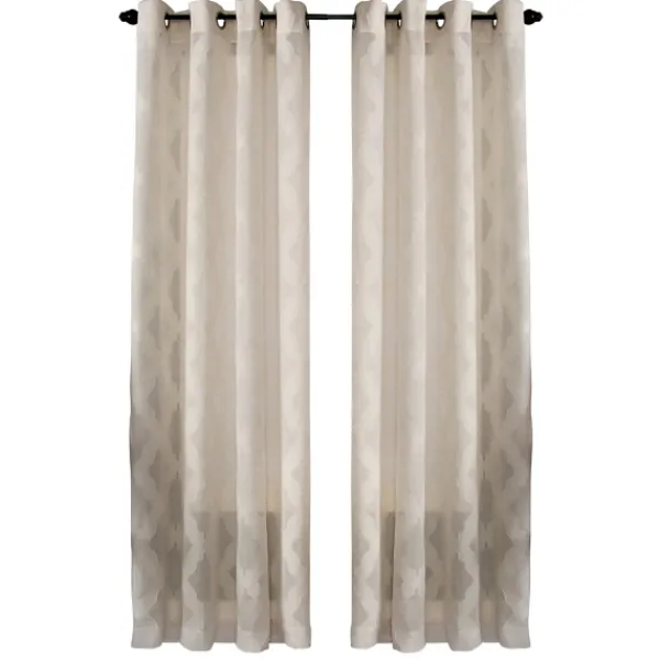 Curtains & Drapes-Kirkland's Home Cream Ogival Sheer Single Curtain Panel, 84 In. Ivory
