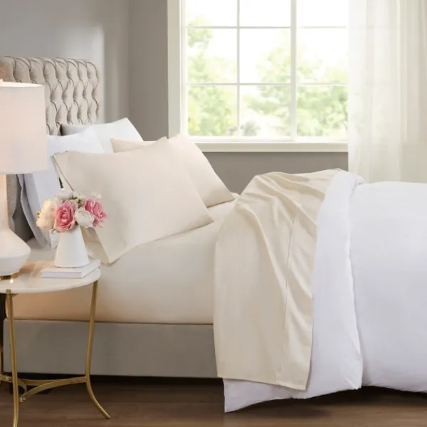Bed Sheets-Kirkland's Home Cream Rich Cooling Cotton King Sheet Set Ivory