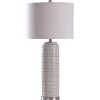 Table Lamps-Kirkland's Home Cream Ringed Ceramic Table Lamp White
