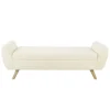 Benches & Ottomans-Kirkland's Home Cream Sherpa And Wood Storage Bench Ivory