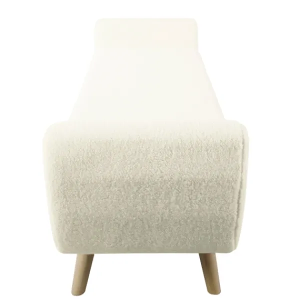 Benches & Ottomans-Kirkland's Home Cream Sherpa And Wood Storage Bench Ivory