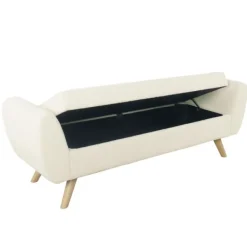 Benches & Ottomans-Kirkland's Home Cream Sherpa And Wood Storage Bench Ivory