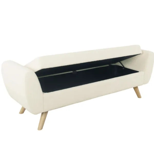 Benches & Ottomans-Kirkland's Home Cream Sherpa And Wood Storage Bench Ivory