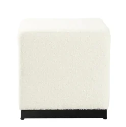 Benches & Ottomans-Kirkland's Home Cream Sherpa Boucle Cube Ottoman Ivory
