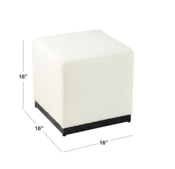 Benches & Ottomans-Kirkland's Home Cream Sherpa Boucle Cube Ottoman Ivory