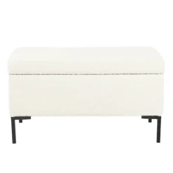 Benches & Ottomans-Kirkland's Home Cream Sherpa Boucle Storage Bench Ivory