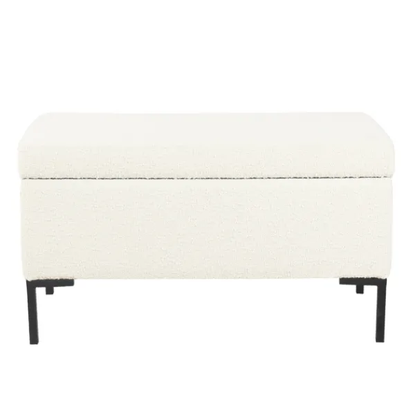 Benches & Ottomans-Kirkland's Home Cream Sherpa Boucle Storage Bench Ivory