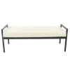 Benches & Ottomans-Kirkland's Home Cream Sherpa Upholstered Metal Bench Ivory
