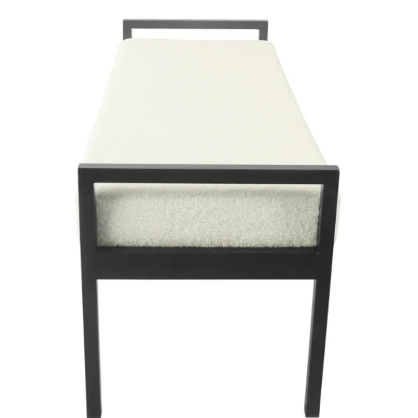 Benches & Ottomans-Kirkland's Home Cream Sherpa Upholstered Metal Bench Ivory