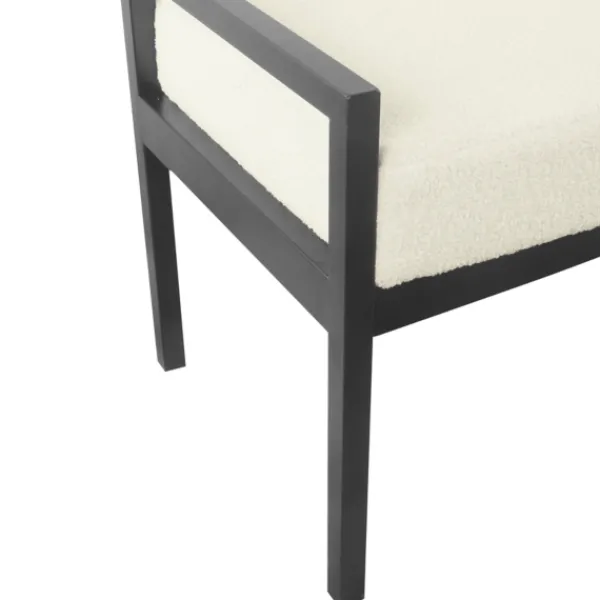 Benches & Ottomans-Kirkland's Home Cream Sherpa Upholstered Metal Bench Ivory