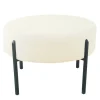 Benches & Ottomans-Kirkland's Home Cream Sherpa Upholstered Metal Ottoman Ivory