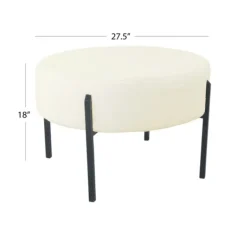 Benches & Ottomans-Kirkland's Home Cream Sherpa Upholstered Metal Ottoman Ivory