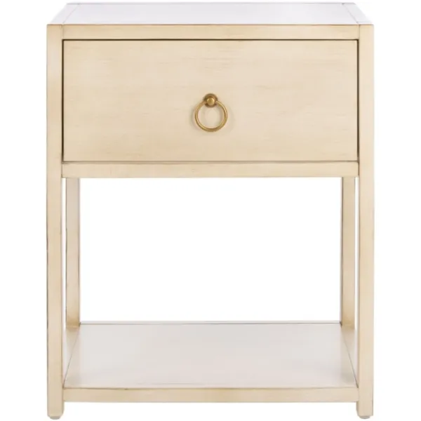 Nightstands-Kirkland's Home Cream Square Wood Nightstand White