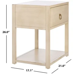 Nightstands-Kirkland's Home Cream Square Wood Nightstand White