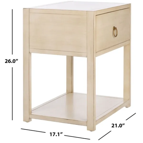 Nightstands-Kirkland's Home Cream Square Wood Nightstand White