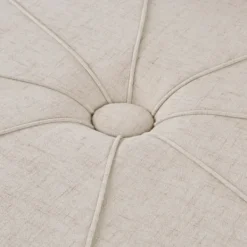 Benches & Ottomans-Kirkland's Home Cream Thick Welting Center Button Oval Ottoman Ivory