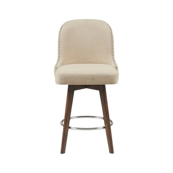 Bar Stools & Counter Height Stools-Kirkland's Home Cream Tufted Back Swivel Counter Stool Ivory
