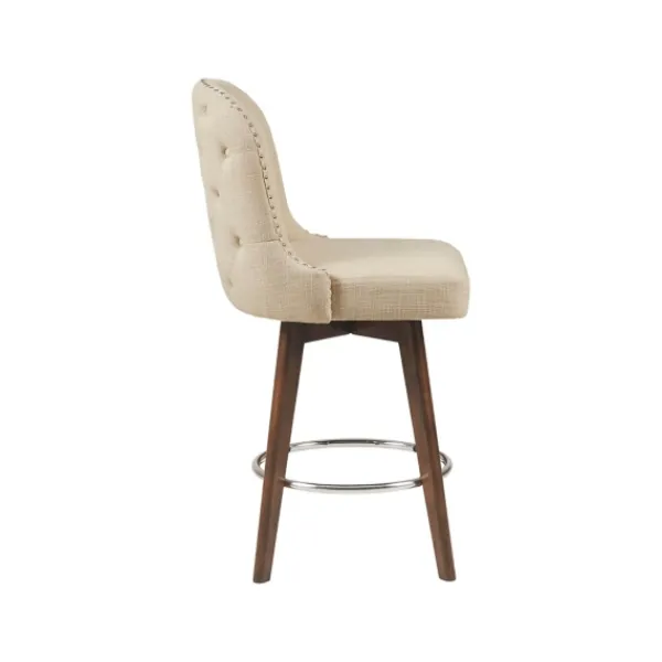 Bar Stools & Counter Height Stools-Kirkland's Home Cream Tufted Back Swivel Counter Stool Ivory