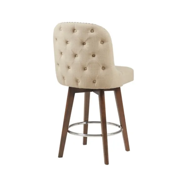 Bar Stools & Counter Height Stools-Kirkland's Home Cream Tufted Back Swivel Counter Stool Ivory