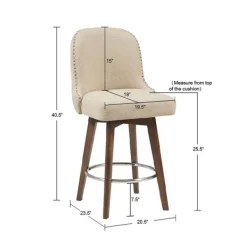 Bar Stools & Counter Height Stools-Kirkland's Home Cream Tufted Back Swivel Counter Stool Ivory