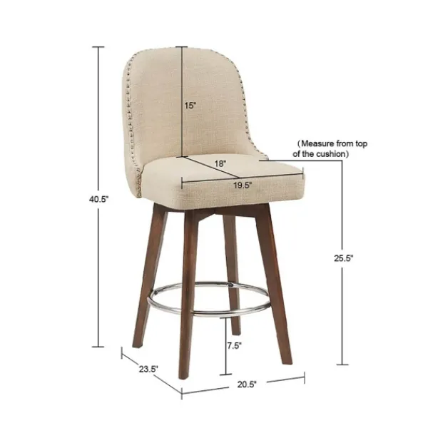 Bar Stools & Counter Height Stools-Kirkland's Home Cream Tufted Back Swivel Counter Stool Ivory