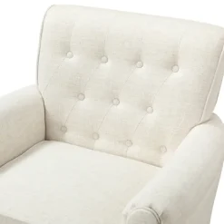 Accent Chairs-Kirkland's Home Cream Tufted Swivel Accent Chair Ivory