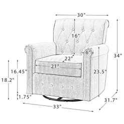 Accent Chairs-Kirkland's Home Cream Tufted Swivel Accent Chair Ivory
