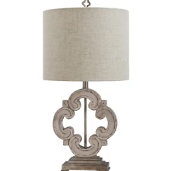 Table Lamps-Kirkland's Home Cream Tuscany Sculptured Base Table Lamp White