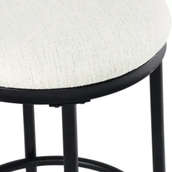 Bar Stools & Counter Height Stools-Kirkland's Home Cream Upholstered Metal Counter Stool Ivory