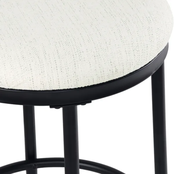Bar Stools & Counter Height Stools-Kirkland's Home Cream Upholstered Metal Counter Stool Ivory