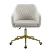 Office Furniture-Kirkland's Home Cream Upholstered Tufted Swivel Office Chair Ivory