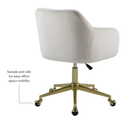 Office Furniture-Kirkland's Home Cream Upholstered Tufted Swivel Office Chair Ivory