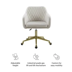 Office Furniture-Kirkland's Home Cream Upholstered Tufted Swivel Office Chair Ivory
