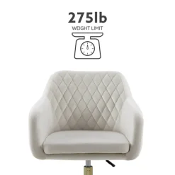 Office Furniture-Kirkland's Home Cream Upholstered Tufted Swivel Office Chair Ivory
