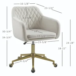 Office Furniture-Kirkland's Home Cream Upholstered Tufted Swivel Office Chair Ivory