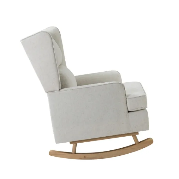 Accent Chairs-Kirkland's Home Cream Upholstered Wingback Rocking Chair Ivory