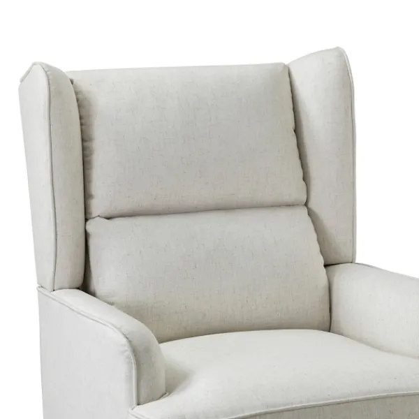Accent Chairs-Kirkland's Home Cream Upholstered Wingback Rocking Chair Ivory
