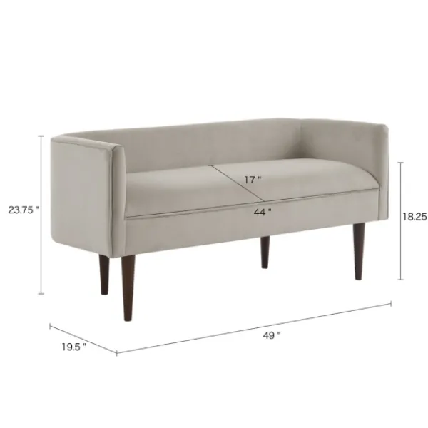 Sofas & Loveseats-Kirkland's Home Cream Velvet Low Back Transitional Settee Ivory