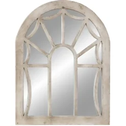Decorative Mirrors-Kirkland's Home Cream Vintage Fir Wood Arch Framed Mirror