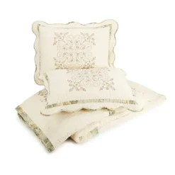 Bedspreads & Coverlets-Kirkland's Home Cream Vintage Treasure King Bedspread Ivory/Green