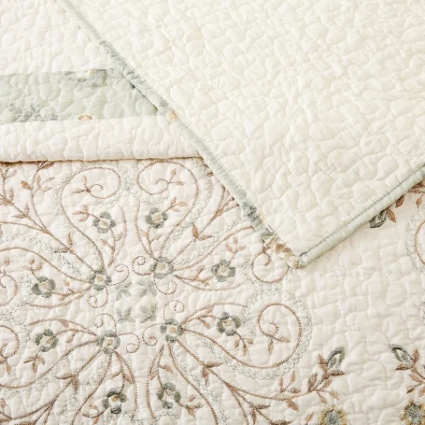 Bedspreads & Coverlets-Kirkland's Home Cream Vintage Treasure King Bedspread Ivory/Green