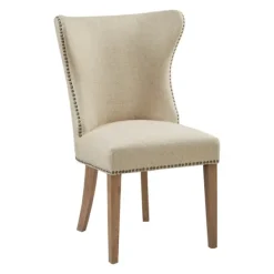 Dining Chairs-Kirkland's Home Cream Wing Back Nailhead Dining Chairs, Set Of 2 Ivory