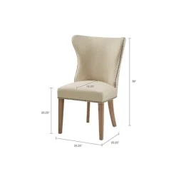 Dining Chairs-Kirkland's Home Cream Wing Back Nailhead Dining Chairs, Set Of 2 Ivory