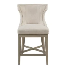Bar Stools & Counter Height Stools-Kirkland's Home Cream Wingback Swivel Seat Counter Stool