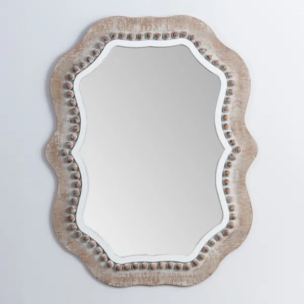 Decorative Mirrors-Kirkland's Home Cream Wood Beaded Wavy Frame Mirror