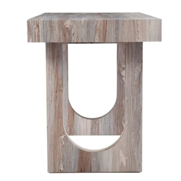 Office Furniture-Kirkland's Home Cream Wood Faux Marble Desk