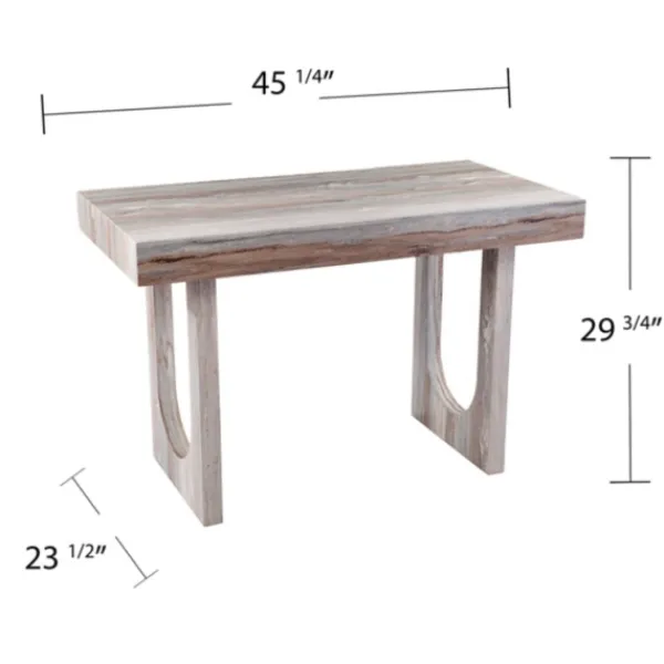 Office Furniture-Kirkland's Home Cream Wood Faux Marble Desk