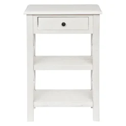 Accent & End Tables-Kirkland's Home Cream Wooden Plank Side Table Ivory