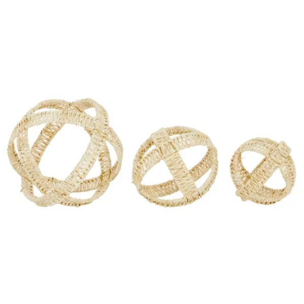 Decorative Accents-Kirkland's Home Cream Woven Decorative Orbs, Set Of 3 White