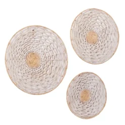 Wall Plaques-Kirkland's Home Cream Woven Dried Plant Wall Sculptures, Set Of 3 Ivory/Tan